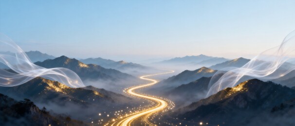 山河轻纱国风企业主视觉背景