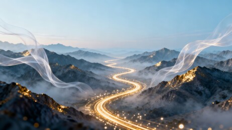 山河轻纱国风企业主视觉背景