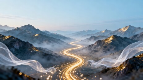 山河轻纱国风企业主视觉背景