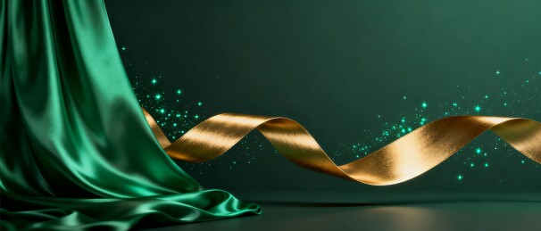 绿绸金带轻奢高端活动背景