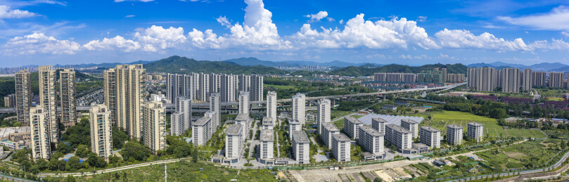 杭州萧山义桥镇时代高架三江汇航拍