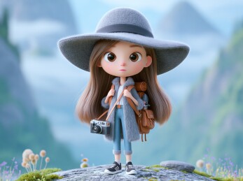 女孩山间摄影