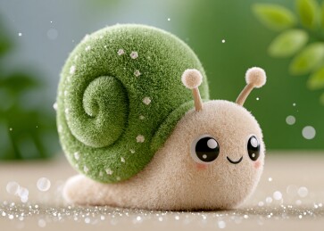 萌趣绿壳蜗牛