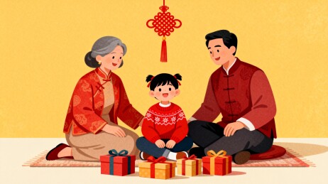 祖孙三代喜庆收礼