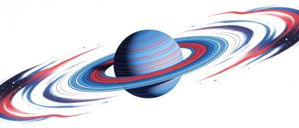 色彩斑斓的行星与星环艺术图