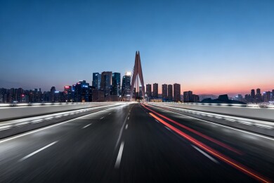城市桥梁夜景车流