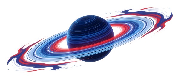 色彩斑斓的星球与光环艺术
