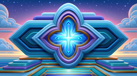 科幻风格蓝色十字建筑