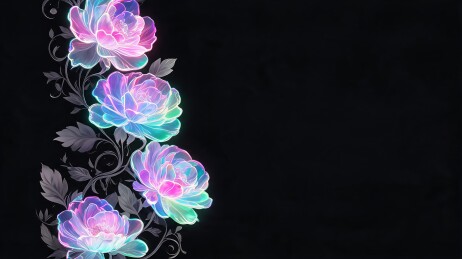 幻彩透明花卉藤蔓艺术背景
