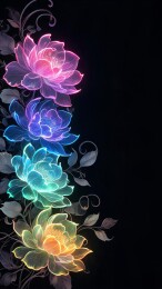 幻彩透明花卉藤蔓艺术背景