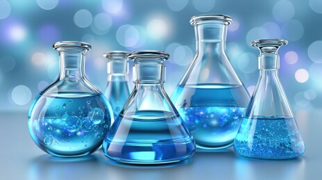 蓝色液体实验瓶科学场景