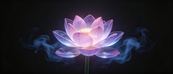 紫透琉璃莲花蓝烟禅意轻奢背景