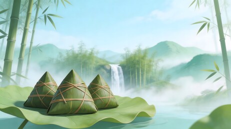 竹林山泉旁的粽子
