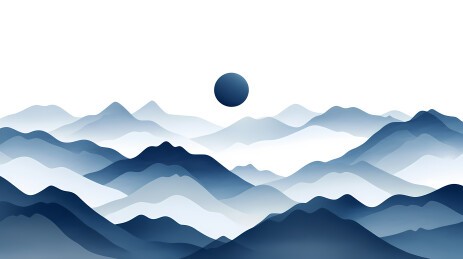 宁静山峦与明月