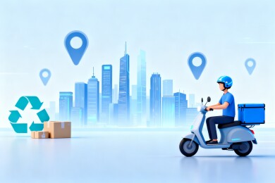 城市配送骑手驾驶电动车