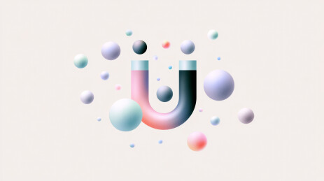 U形磁体吸引多色球体悬浮扩散