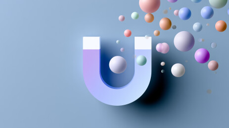 U形磁体吸引多色球体悬浮扩散