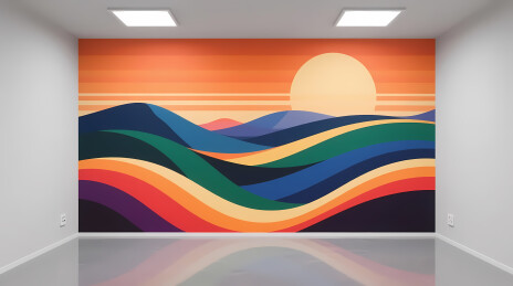 复古未来主义抽象波浪壁画