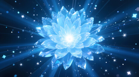 冰晶蓝莲绽放神秘星空