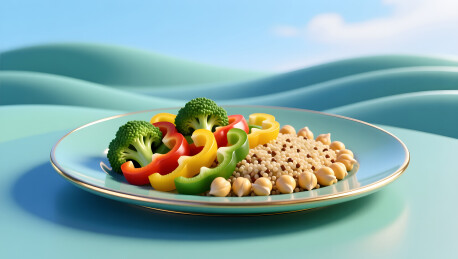 藜麦烤蔬菜盘健康轻食插画背景