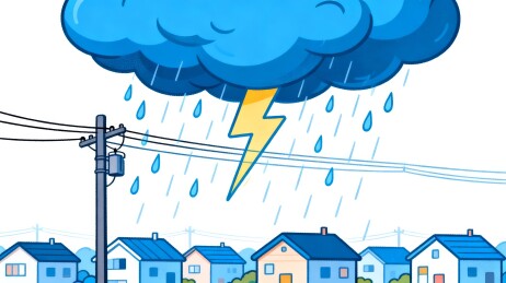 卡通房屋雷雨天气安全科普
