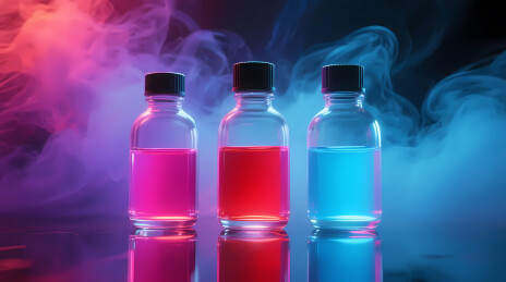 三瓶彩色液体与梦幻烟雾