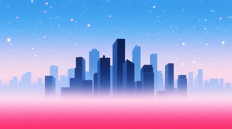 粉紫星空下的深蓝都市剪影