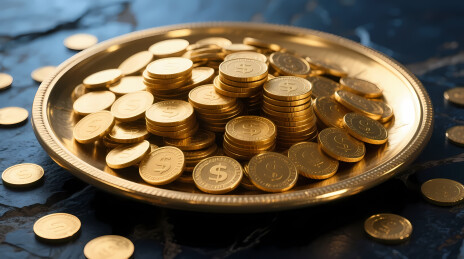 幽蓝大理石上的金色托盘