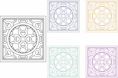 如意卷草四方吉祥纹样