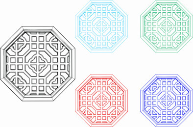 八边海棠方格窗花纹样