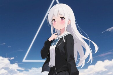 动漫女生蓝天插画