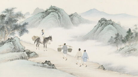 古代人物山间行旅图