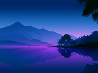 夜山水墨紫蓝品牌景   