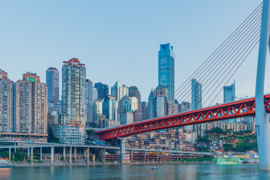 重庆千厮门大桥洪崖洞嘉陵江夜景