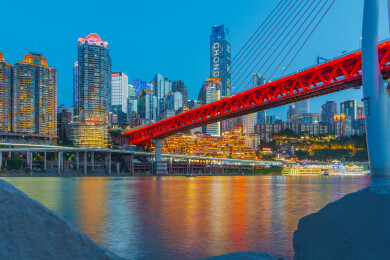重庆千厮门大桥洪崖洞嘉陵江夜景