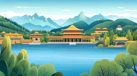 宁静的中国山湖美景