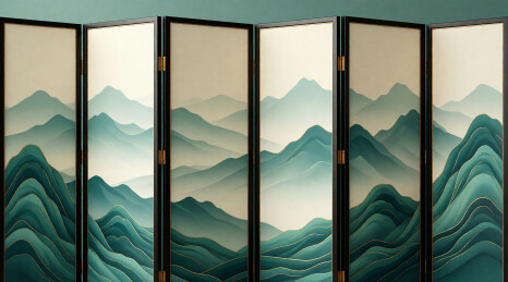折叠屏风展开成山脊背景
