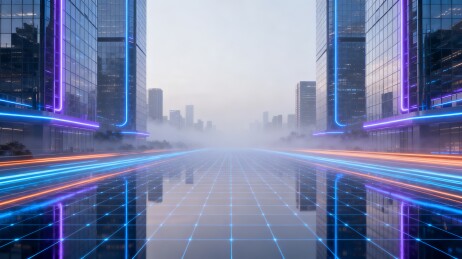霓虹光道现代都市科技空间背景