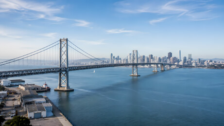 跨水桥梁工业区城市远景图