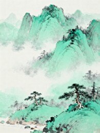 中国传统青绿山水画卷