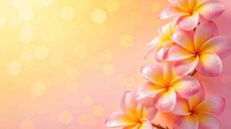 粉黄鸡蛋花日光花卉背景