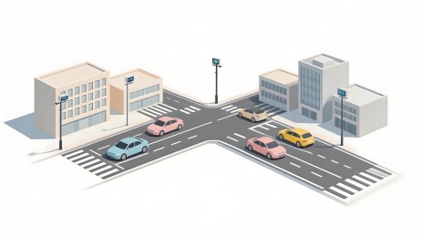 城市街道十字路口交通场景
