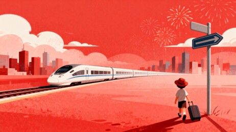 高铁站旅客拉着行李箱赶路