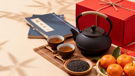 春节礼品茶具摆放场景