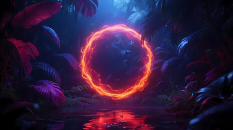 幽暗丛林中的炽热魔法光环