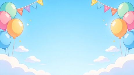 气球彩旗蓝天庆典卡通背景图