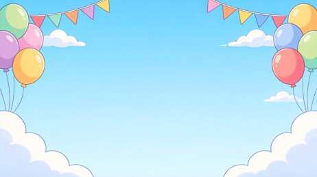 气球彩旗蓝天庆典卡通背景图