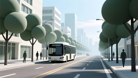 城市通勤公交街道插画背景