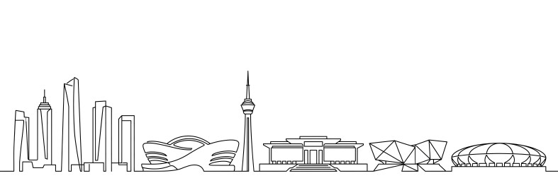 现代城市建筑线条剪影图