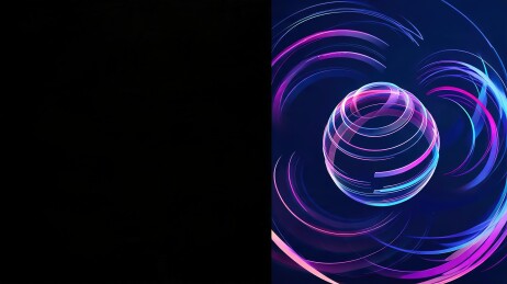 深蓝背景透明球体环形光影